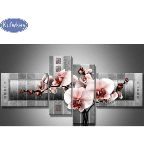 4 pcs,Full Square 5D DIY Diamond Painting Magnolia flower Picture 3d Diamond Embroidery,Cross Stitch,Mosaic,stickers,home decor