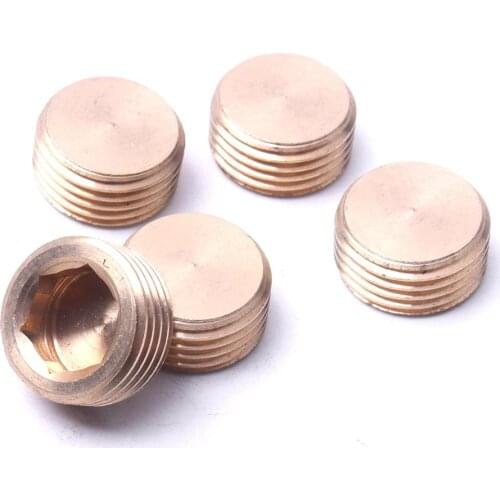 5Pcs/lot 4 Sizes Brass 1/8" 1/4" 3/8" 1/2" NPT Brass Internal Hex Thread Socket Pipe Plug 9mm 12mm 16mm 20mm