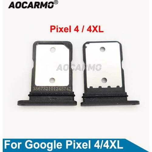Aocarmo Black For Google Pixel 4 / 4 XL Sim Card Tray SIM Slot Holder Replacement Parts