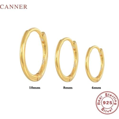 CANNER 3Pcs/Set 925 Sterling Silver Earrings For Women Ins Glossy Hoop Earrings Ear Piercing Pendientes Mom Gift 2021 Trend
