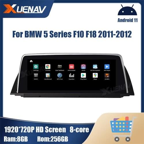 8+256GB Android 11 GPS Navigation For BMW 5 Series F10 F18 2011 2012 Car Autoradio Multimedia DVD player Car radio tap recorder