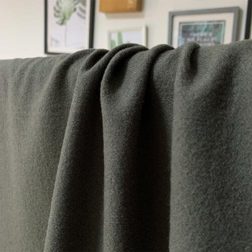White waxberry 150cm 380g/m Army green dark twill pure wool fabrics clothes Garment sewing materials Free shipping
