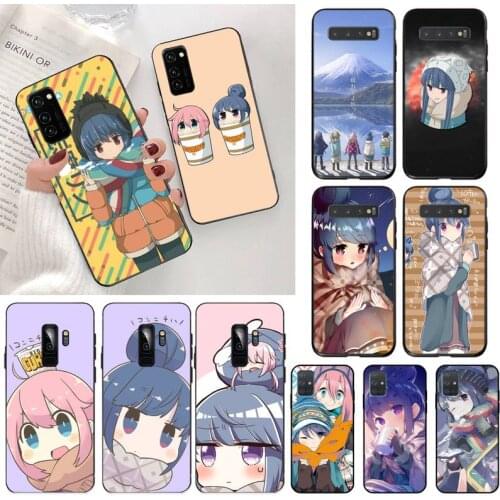 YJZFDYRM Rin Shima Yuru Camp Anime Black TPU Soft Phone Case for Samsung S20 plus Ultra S6 S7 edge S8 S9 plus S10 5G lite 2020
