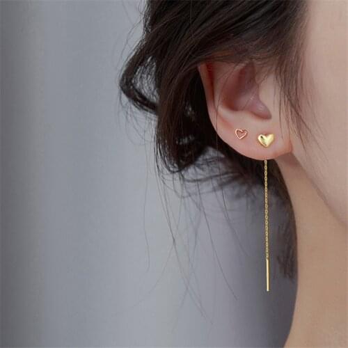 Long Tassel Heart Drop Earrings Gold Silver Color 2021 Korean Hanging Women Earrings Fashion Party Jewelry Gift Dropshipping