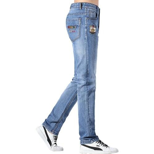 New Summer Bruce&Shark Denim Jeans Straight Leg Fashion Business Casual Stretch Jeans Thin Casual Trousers Man Regular Fit 42