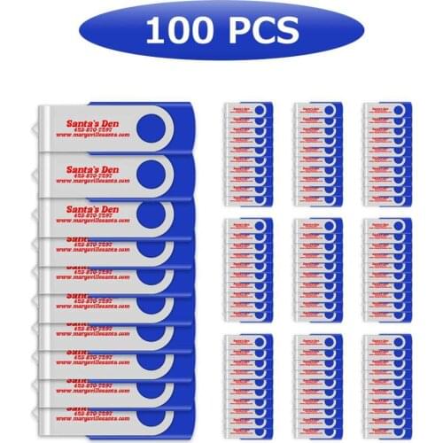 J-boxing Wholesale 100PCS Pendrives Printed Custom Logo 1GB USB 2.0 Flash Drive Metal Swivel Engraved Personalize Thumb Drives