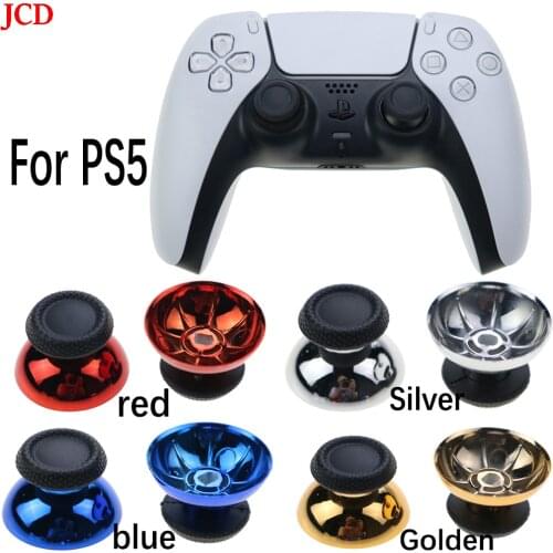 JCD 2Pcs 3D Analog Joystick Stick Mushroom Cap For Sony PS5 Playstation 5 Chrome Thumbstick Cover