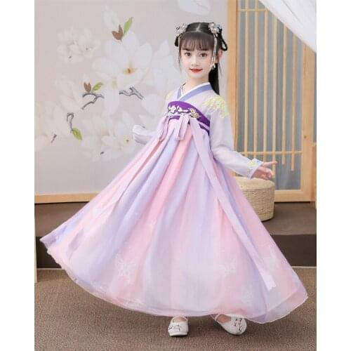 Chinese Traditional Fairy Hanfu Dress Girls Ancient Princess Han Dynasty Palace Dance Folk Costume New Year National Outfit