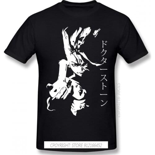 Cool Print 100% Cotton Funny T Shirts Dr Stone Senku Ishigami Tsukasa Post Apocalyptic Anime Men Fashion Streetwear