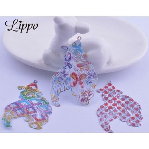 12pcs AB5587 32*49mm Painting Fish Charms Brass Colorful Animal Pendant DIY Jewelry Earring Findings