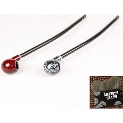 Hot 410mm Smoking Pipe Acrylic Small Durable Smoking Cigarette Pipe Black gift box Tobacco Cigar Pipes Combustion Piece Gift