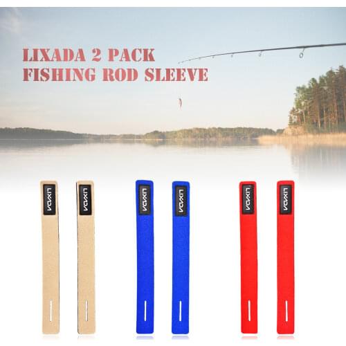 Lixada 2 Pack Fishing Rod Tie Fishing Rod Sleeve Strap Belt Fishing Pole Tie Wrapping Band Pack with Elastic De Pesca