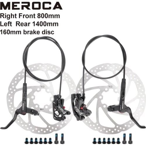MEROCA Mountain Bike Oil Brake Bicycle Left Rear Brake MT420 F 800mm/R 1400mm 160mm Disc Right Front Brake