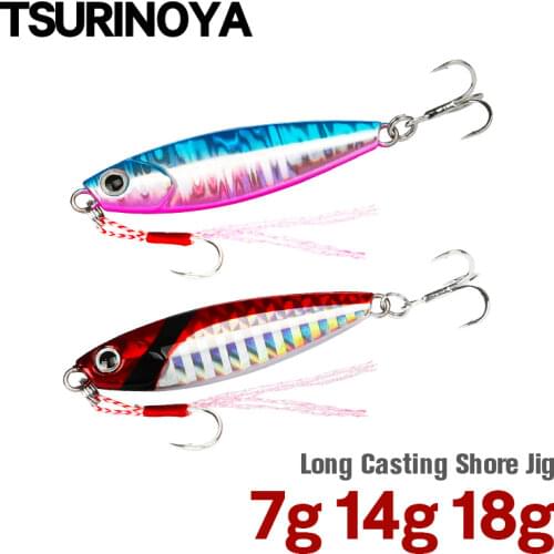 TSURINOYA Metal Lure ARROW InShore Jigging Lure 7g 14g 18g Boat Trolling Slow Jig Bait Luminous Fishing Wobblers Metal Swimbait
