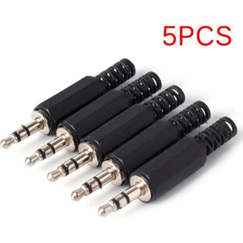 Fashion 5PCS 3.5mm 1/8" Audio Male Plug Jack Adapter Stereo Connector Headphone