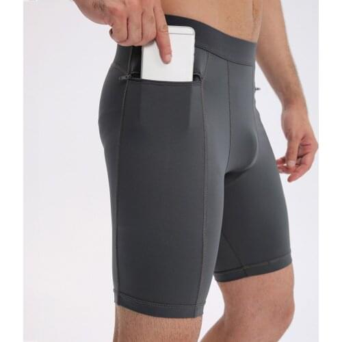 Mens Compression Shorts Pocket Tights Sport Man Running Shorts Workout Pants Slim Fit Mens Short Workout Zipper Pocket