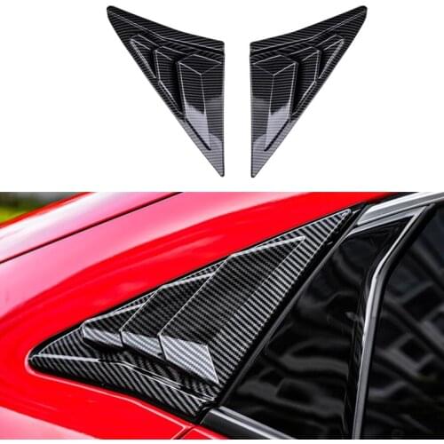 ABS Rear Quarter Panel Window Side Louvers Black Carbon Fiber Color Vent Decal Cover For Honda Civic Type R Hatchback 2020 2021
