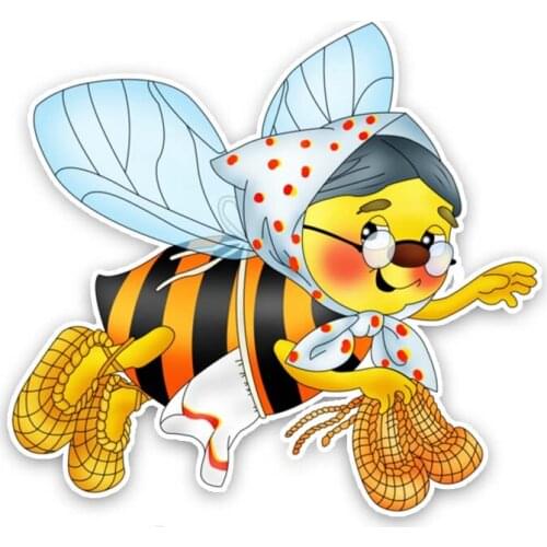 Dawasaru Honeybee Granny Funny Car Sticker Personality Decal Laptop Truck Motorcycle Auto Accessories Decoration PVC,13cm*12cm