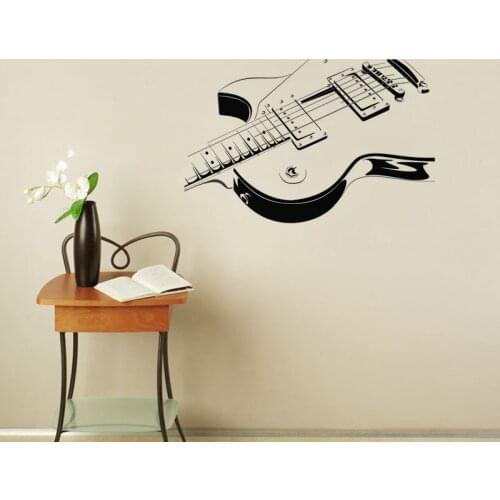 Electric Guitar Wall Sticker Art Vinyl Self Adhesive Musical Instrument Wall Decal For Living Room