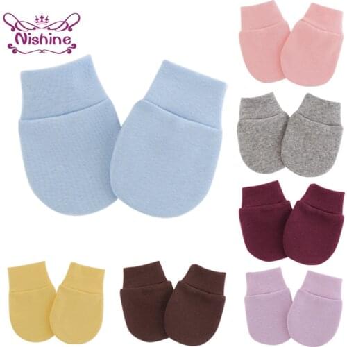 Nishine 1 PCS 10*7 CM Simple Cute Knitting Mitten Newborn Baby Anti-eat Hand Anti-Grab Face Protect Glove Warm Infant Ornaments