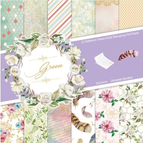New 6" 180g Grace Flowers foil background paper pads patterns 24sheets,DIY Craft Scrapbooking Paper Pack