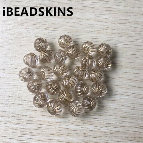 New arrival! 14mm 350pcs/lot clear with gold stripe lantern shape Acrylic beads #3477(Design as shown)
