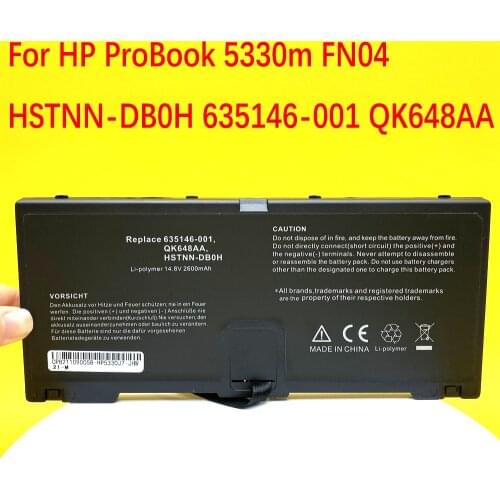 Original FN04 For HP ProBook 5330m FN04 HSTNN-DB0H 635146-001 QK648AA 14.8V 41WH New 2800mAh Laptop Battery