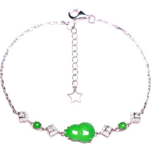 Original design natural jasper gourd chalcedony geometric star bracelet Chinese retro charm womens brand silver jewelry