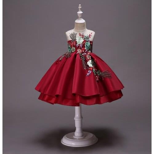 Hetiso Cake Tutu Embroidery Flower Kids Dress Children Party Wedding Formal Dresses for Girl Princess First Communion Costume 10