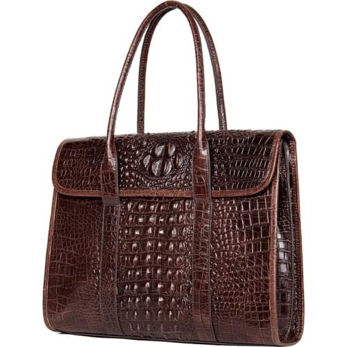 Luxury Alligator Pattern Genuine Leather Men Handbag Casual Shoulder Bag Natural Cow Leather Business Briefcase