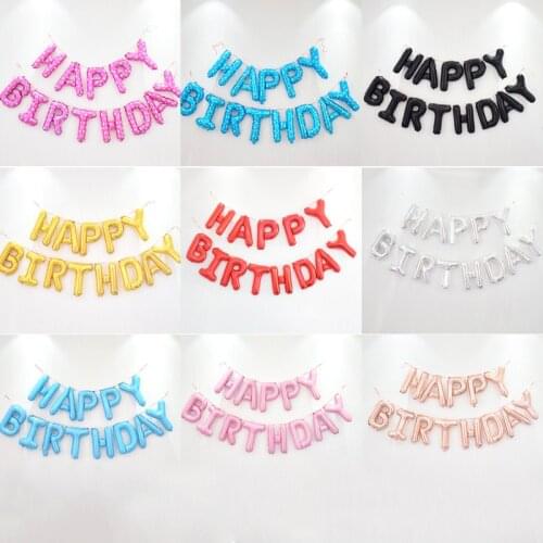 Happy birthday letters balloon 16inch aluminium foil balloons sets for birthday party background decorations muliti-color supply