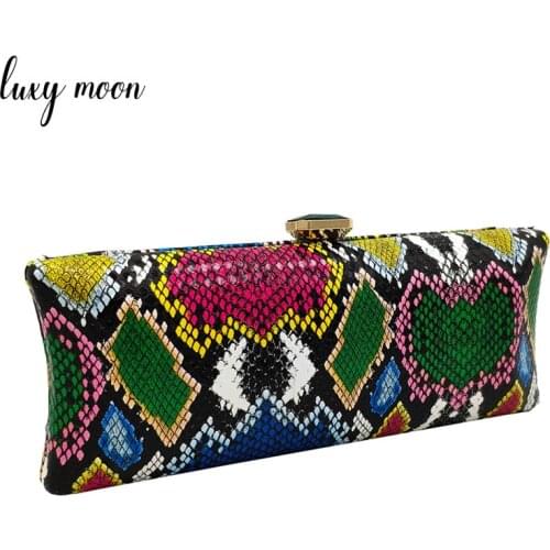 Womens Evening Clutch Bag PU Leather Serpentine Wedding Party Clutch Purse and Handbag Colorful Small Shoulder Bag ZD1612