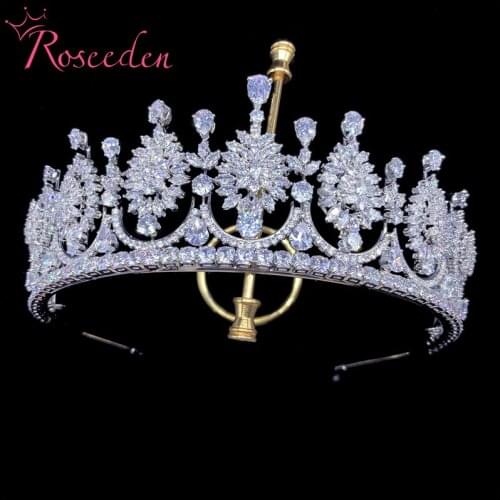 Wedding Bridal CZ Tiaras Zircon Princess pageant Crown Bride Party Prom Hair Accessories RE4337
