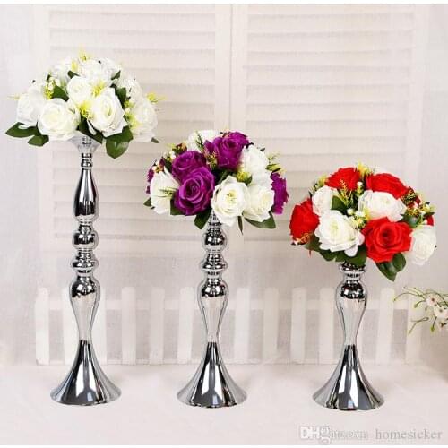 Wedding Candle Holder 32/38/50cm silver/gold Romantic Standing Wedding Candlestick Wedding Flower Stands Silver Candelabra