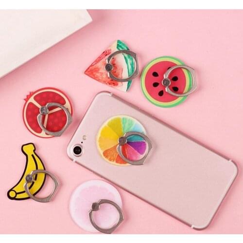 UVR 360 Degree Fruits Finger Ring Smartphone Stand Holder Mobile Phone Holder Stand For iPhone Acrylic All Smart Phone