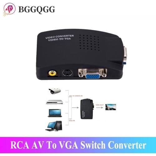 BGGQGG Vga S-video Composite RCA AV To VGA Switch Converter for Dvd Dvr Vcr Monitor Video To Vga Adapter Vga Output Box Drop Hot