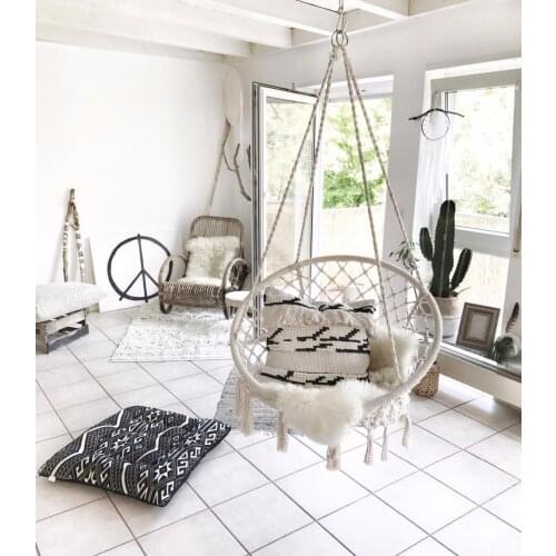 2021 Nordic Handmade Knitted Round Hanging Hammock Outdoor Indoor Bedroom Baby Kids Hanging Chair Children Swing Home Decor