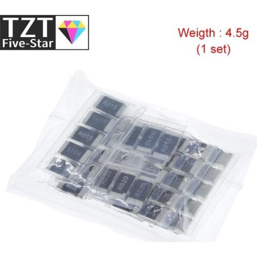 TZT 50PCS Alloy resistance 2512 SMD Resistor Samples kit ,10 kindsX5pcs=50pcs R001 R002 R005 R008 R010 R015 R020 R025 R050 R100