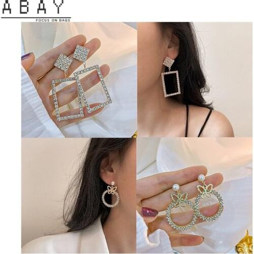 S925 Silver Needle Love Geometry Inlaid with Rhinestone Earring New Temperament Retro Pearl Tassel Elegant High Sense Earrings