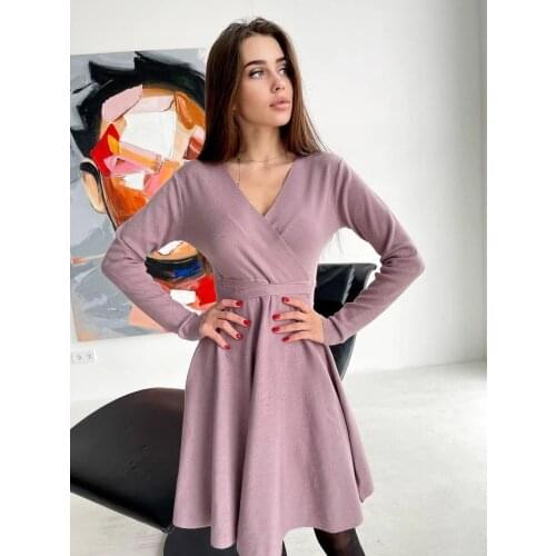 Women Vintage Back Bandage A-line Party Dress Long Sleeve Sexy V neck Solid All-match Elegant Casual Mini Dress 2021 Autumn