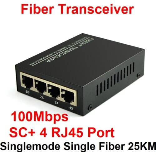 10/100M Fiber Optic Media Converter Singlemode Single Fiber with SC and 4 RJ45 Port up tp 25km