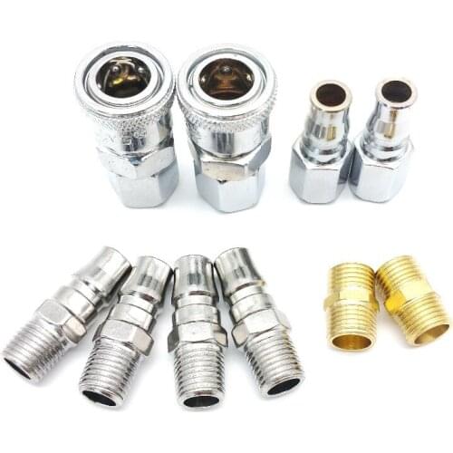 10pcs Quick Coupler Fittings 1/4'' Air Hose Connector Fittings Pneumatic Quick Fitting Plug for Pneumatic Fitting
