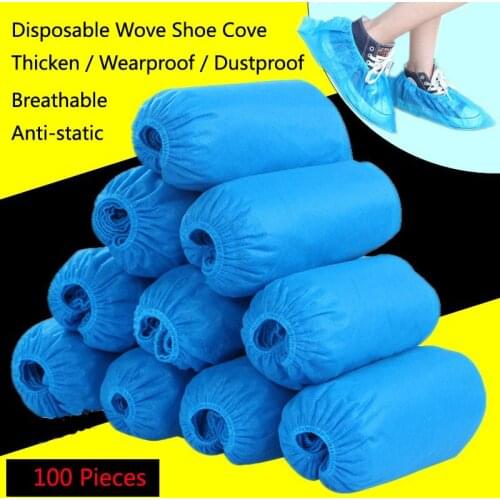 100 Pcs/Pack Disposable Thickening Wove Dustproof House Overshoe Cycling Wearproof Lab Shoes Covers Protector Care Kits