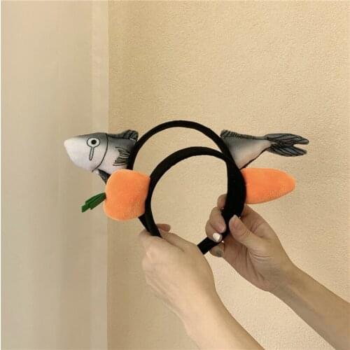 12pcs Women Girls Funny Halloween Style Non Slip Headbands Twist Carrot Fish Hair Hoop Cosplay