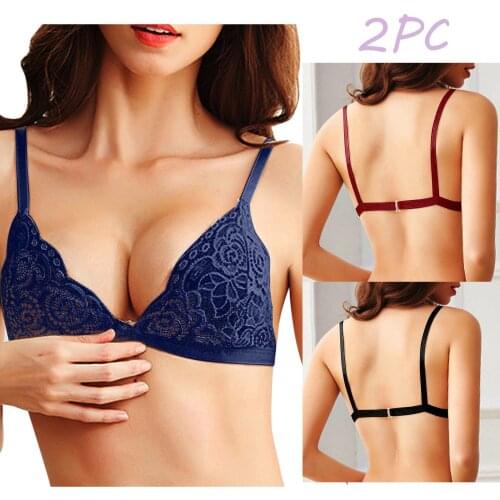 2PC Sexy Lace Bra Women Push Up Bras Posture Corrector Bralette Women Sexy Lace Thin French Bra With A Romantic Ribbon Underwear