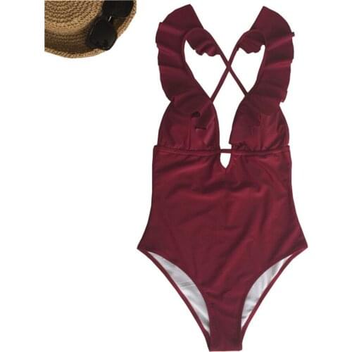 2021 Sexy Ruffle One Piece Swimsuit Women Swimwear Push Up Monokini Bodysuit Swim Suit Backless bikini Bathing Suit Beach Wear