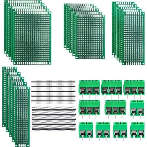 40pcs 2.54mm Pin header Strip Screw Terminal blocks Double Side Prototype PCB Board Kit