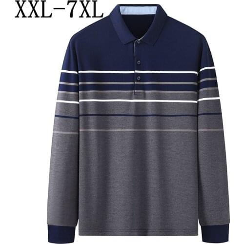 7XL 6XL 5XL New Brand Long Sleeve 100% Cotton Polo Shirt Men Top Quality Business Striped Mens Polos Shirts Casual polo homme