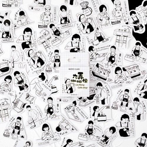 8pcs/LOT liunong Cafe series Creative decoration material cute DIY non drying adhesive paper sticker