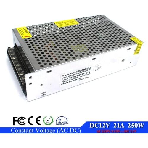 AC-DC 12V Power Supply Switching switch 21A 250W Driver For LED lamp 3d printer Transformer 110V 220V AC DC12V USP With CNC DIY